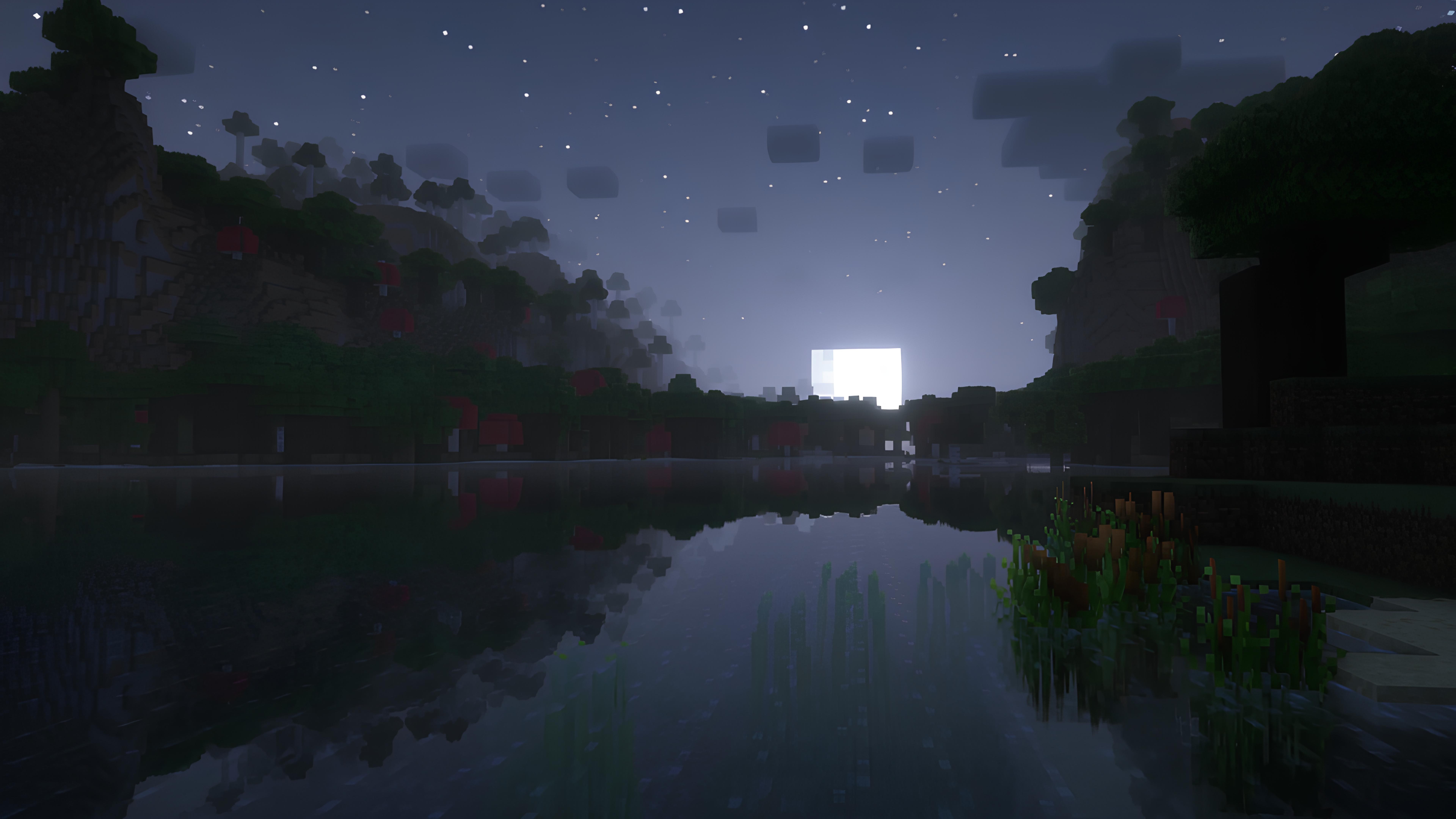 Minecraft night landscape